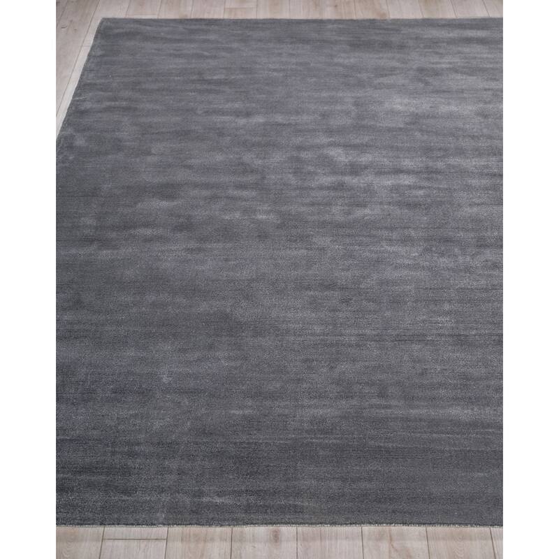 Velutto Modern Handmade Silky Nylon in Gray Area Rug