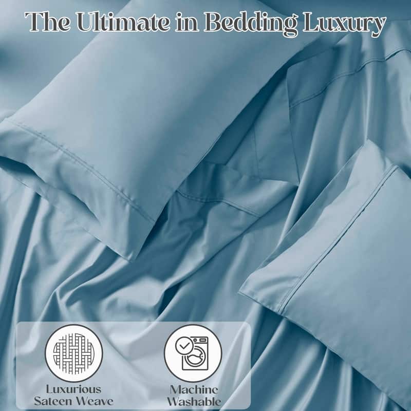Superior Cotton Blend 1400-1500 Thread Count Solid Deep Pocket Bed Sheet Set