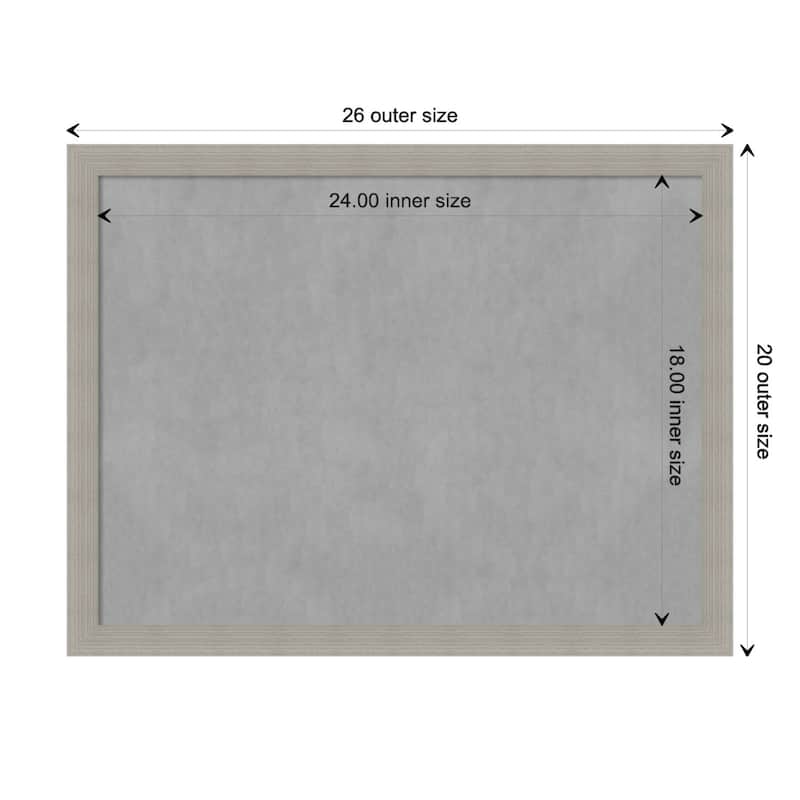 Amanti Art Woodgrain Stripe Grey Framed Magnetic Board - Board Size 24x18