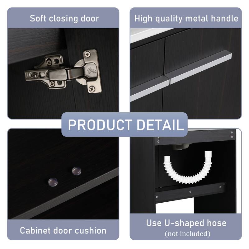 30"/36" FreeStanding Bathroom Vanity with Sink, Floor Stand Bathroom Vanity with Soft Close Door