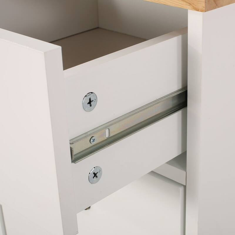 Contemporary Wood Kitchen Cart with Wheels Drawers and Cabinet by Christopher Knight Home