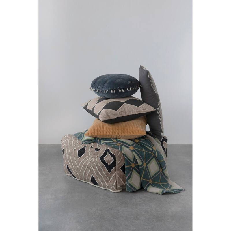 Cotton Pillow with Embroidery, Chambray Back
