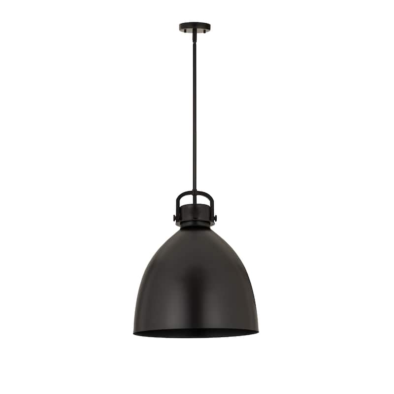 Innovations Lighting Newton Metal Bell - 1 Light 16" Stem Hung Pendant - Matte Black
