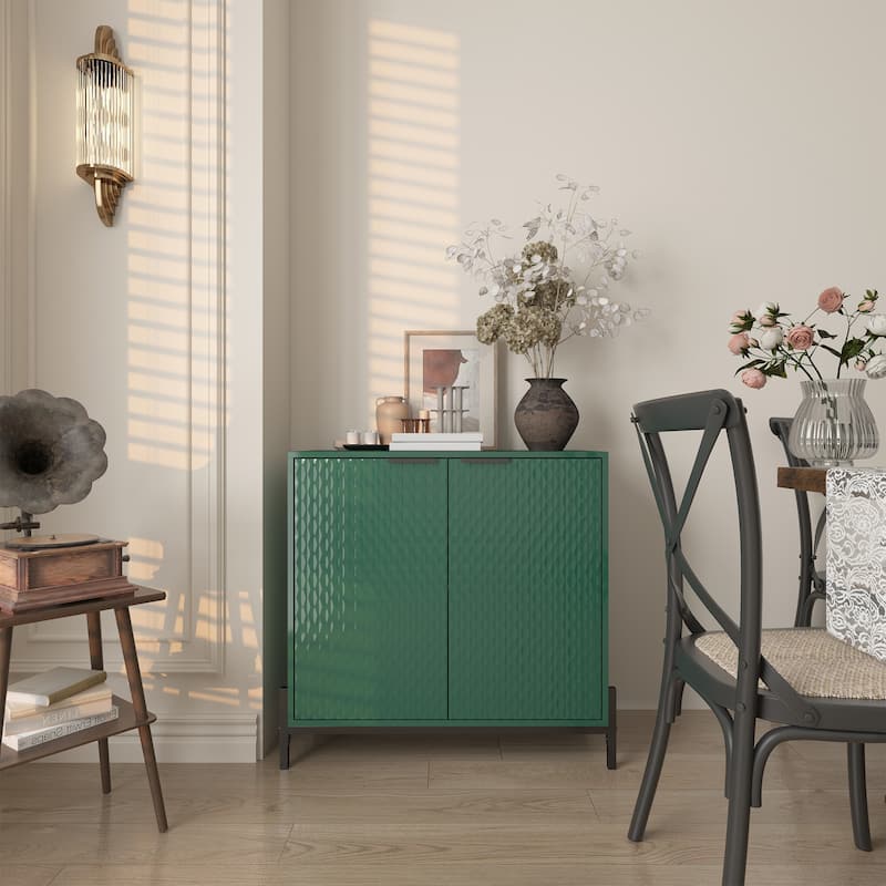 Clihome Modern Glossy Storage Accent Cabinet Sideboard
