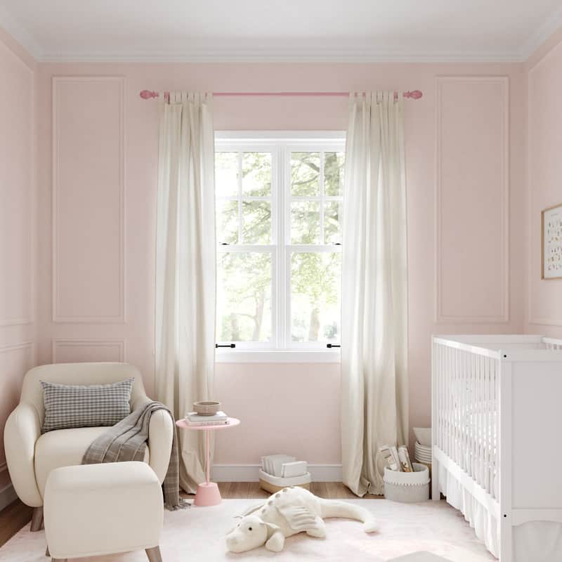 Acroma Metal Adjustable Single Modern Curtain Rod Pink.