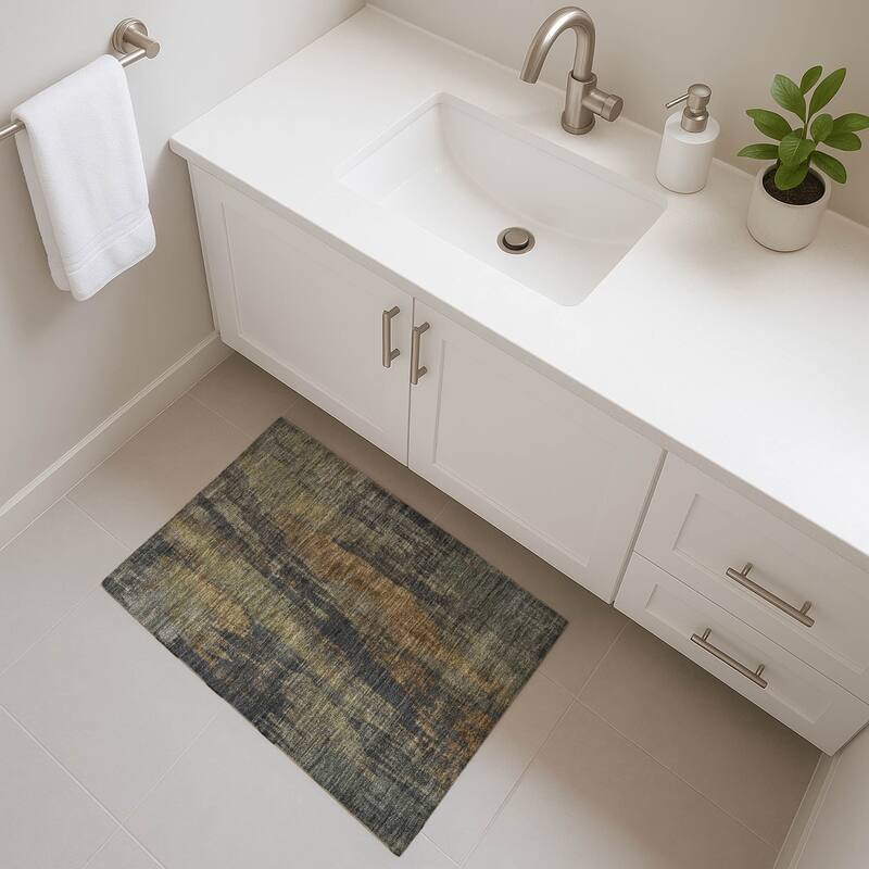 Premium Washable Super Soft Abstract Modern Mayfield Rug - Charcoal - 1'8" x 2'6"