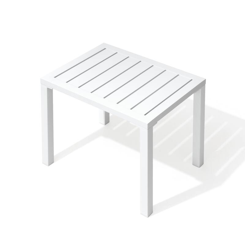 Pellebant Outdoor Aluminum Patio Side Table Rectangular End Table - 18.1 in L* 13.8 in W * 15.7 in H