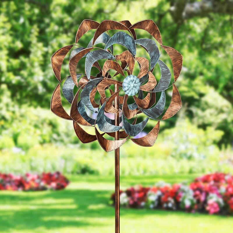 75"H Blue & Copper Edge Wind Spinner
