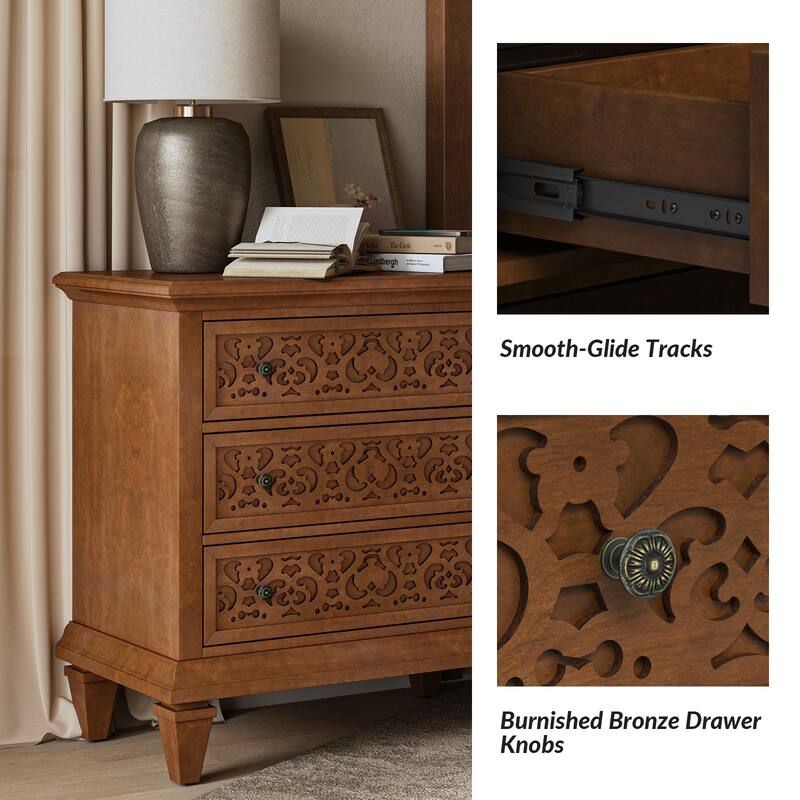 Vittorio Transitional 3 - Drawer End Table with Built-In Outlets by HULALA HOME