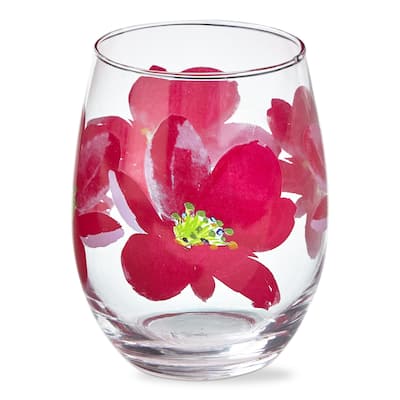 18 oz. Springtime Stemless Wine Drinkware Pink Dishwasher Safe Beverage Glassware Dinner Party Wedding Resturant