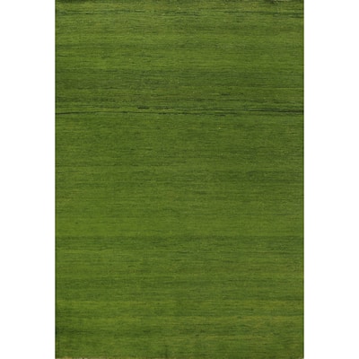 Modern Green Gabbeh Oriental Area Rug Handmade Wool Carpet - 5'4" x 7'9"