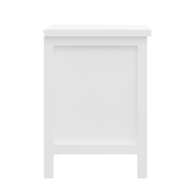 Modern Pine Wood Bedside Table with 2 Drawers and Rectangular White Nightstand for Living Room or Office