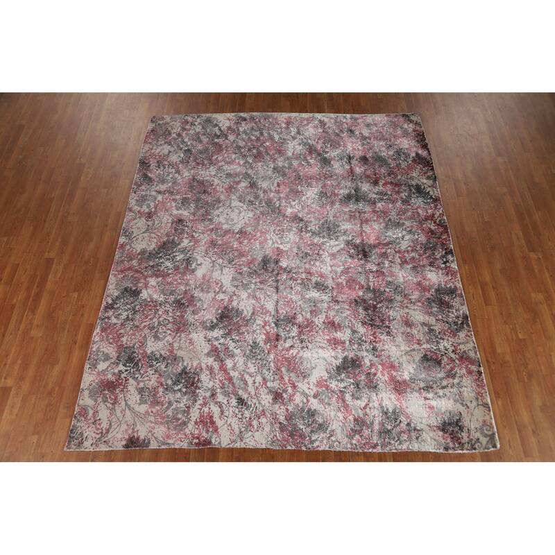 Modern Abstract Indian Rug Hand-Knotted Wool Carpet - 8'2"x 9'9"