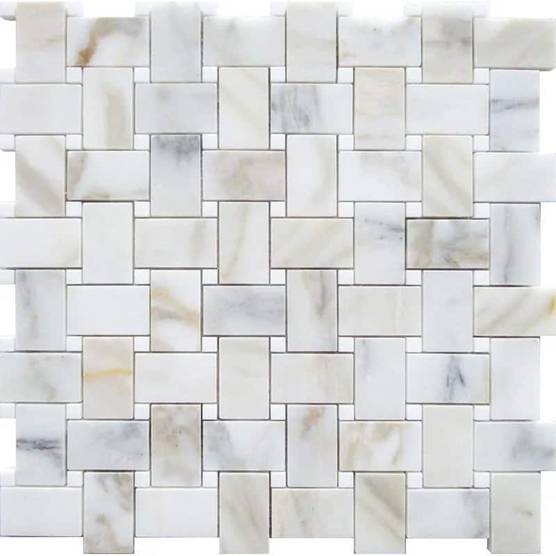 Apollo tile 12 x 12 Serena Polished White Gray Calacatta Gold, Thassos Marble Tile (5 sq ft/case) - 5 Pack