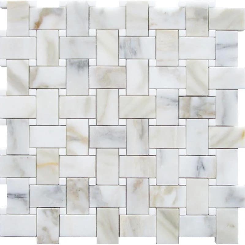 Apollo tile 12 x 12 Serena Polished White Gray Calacatta Gold, Thassos Marble Tile (5 sq ft/case) - 5 Pack