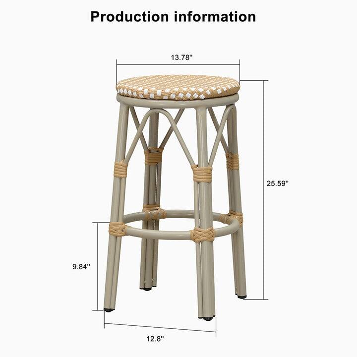 PURPLE LEAF Patio Bar Stools Set of 2 Handwoven Wicker Bar Height Stool Modern Aluminum High Bar Chairs