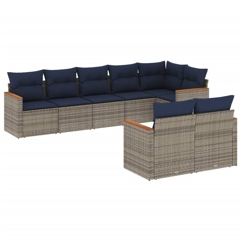 vidaXL Patio Sofa Set with Cushions Outdoor Conversation Furniture Poly Rattan - 24.4x 24.4x 27.2