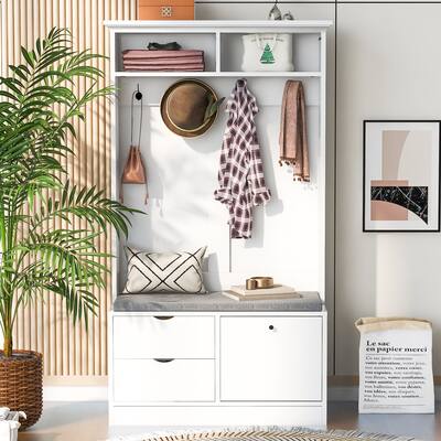 5-in-1 Entryway Bench with Coat Rack