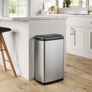 13 gal Touchless Motion Sensor Trash Can in Stainless Steel Finish with ...