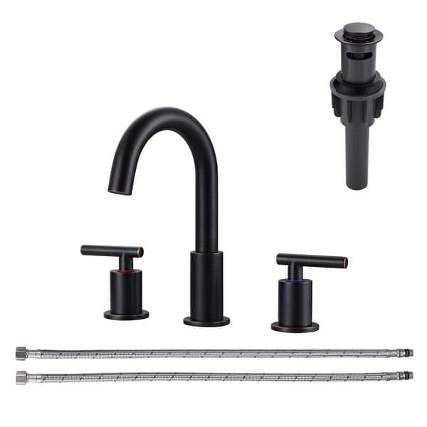 slide 2 of 6, WOWOW Widespread 8 in.Double Handle Bathroom Faucet Oil Rubbed Bronze