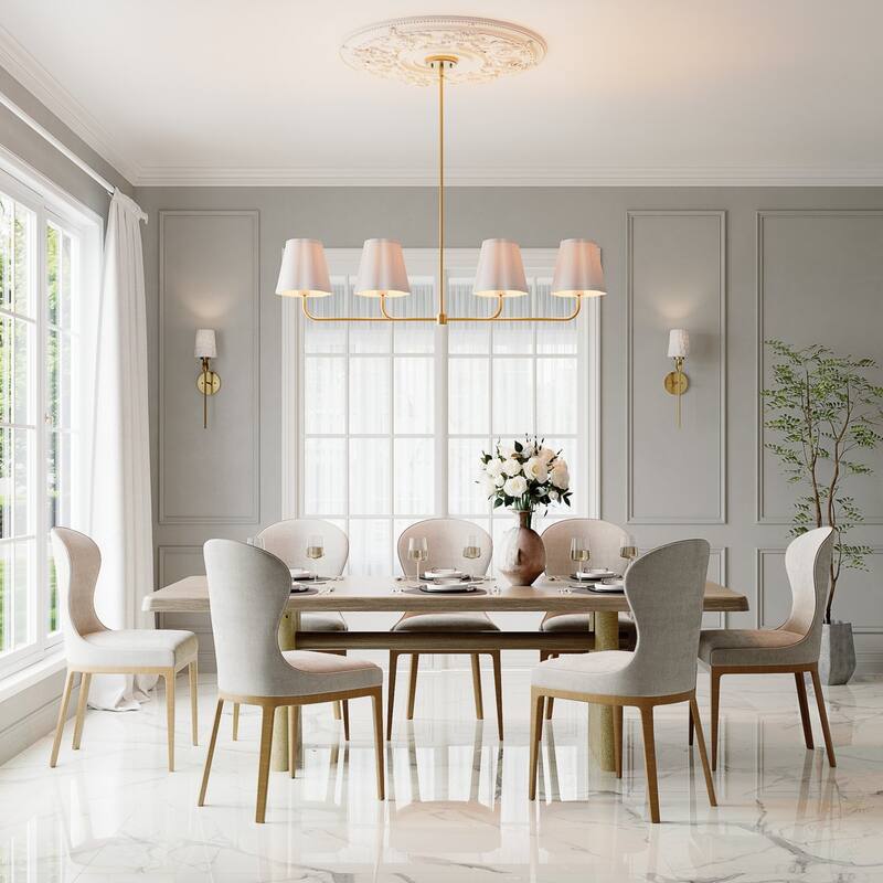 Acroma 4 - Light Dimmable Gold Linear Chandelier Kitchen Island Chandelier - 4-light