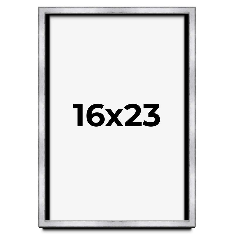 16x23 Shadow Box Frame Silver | 1.375 Inches Deep Real Wood