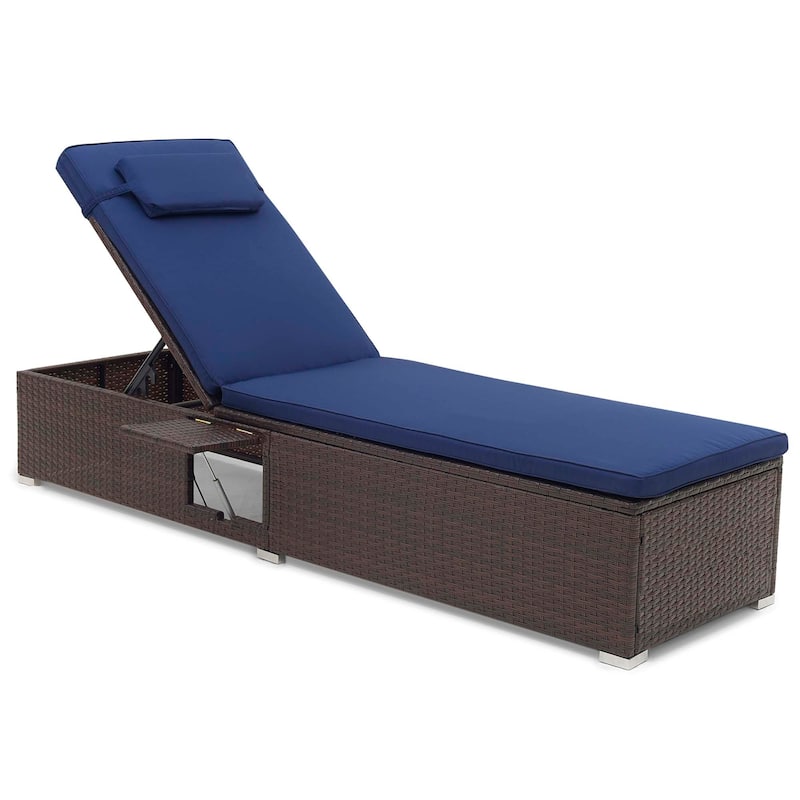 1/2 PCS Patio Chaise Lounge Rattan Reclining Chair w/Adjust Backrest - 1 pcs