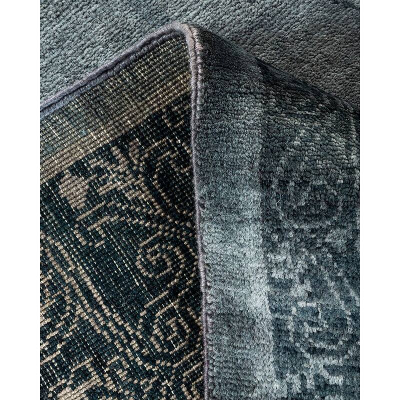 Overton Hand Knotted Wool Vintage Inspired Modern Contemporary Overdyed Gray Area Rug - 9' 4" x 11' 5"