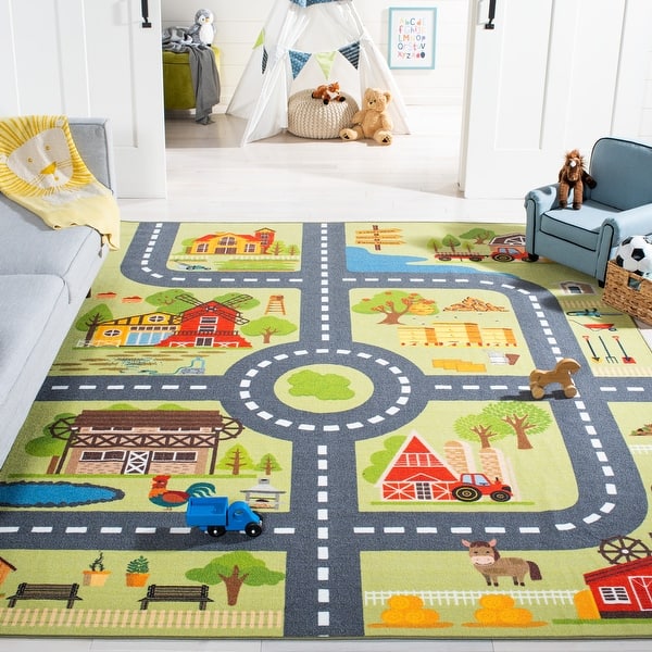 slide 2 of 38, SAFAVIEH Kids Playhouse Machine Washable Slip Resistant Fazlie Neighborhood Rug