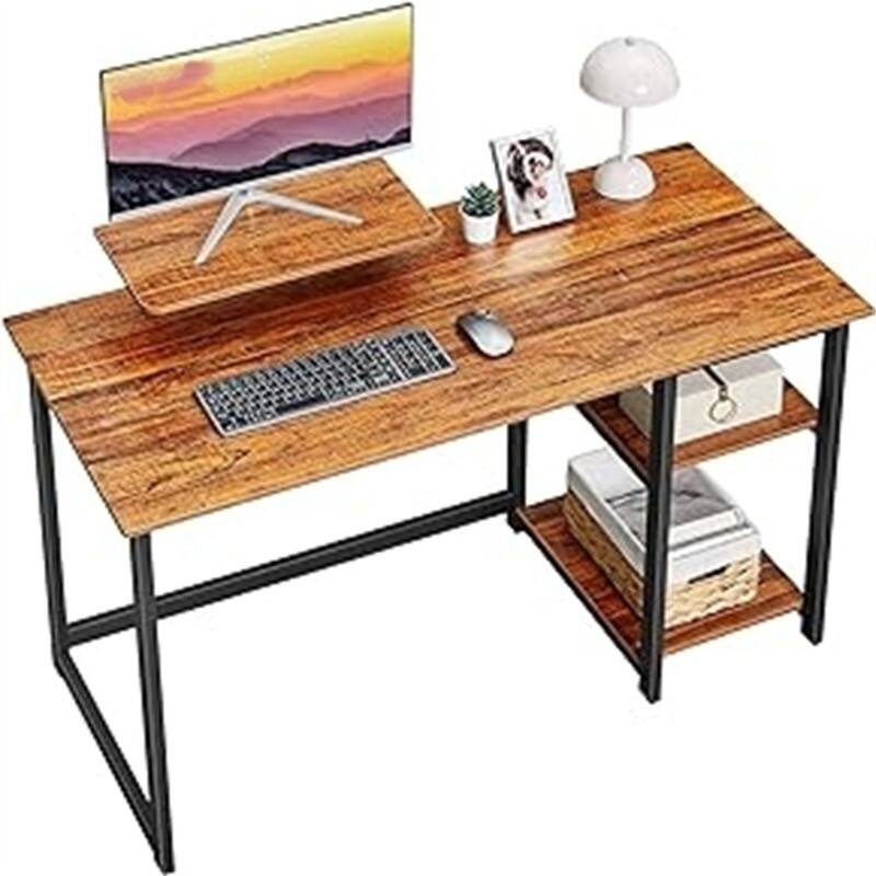 Computer Desk with Monitor Stand - Walnut