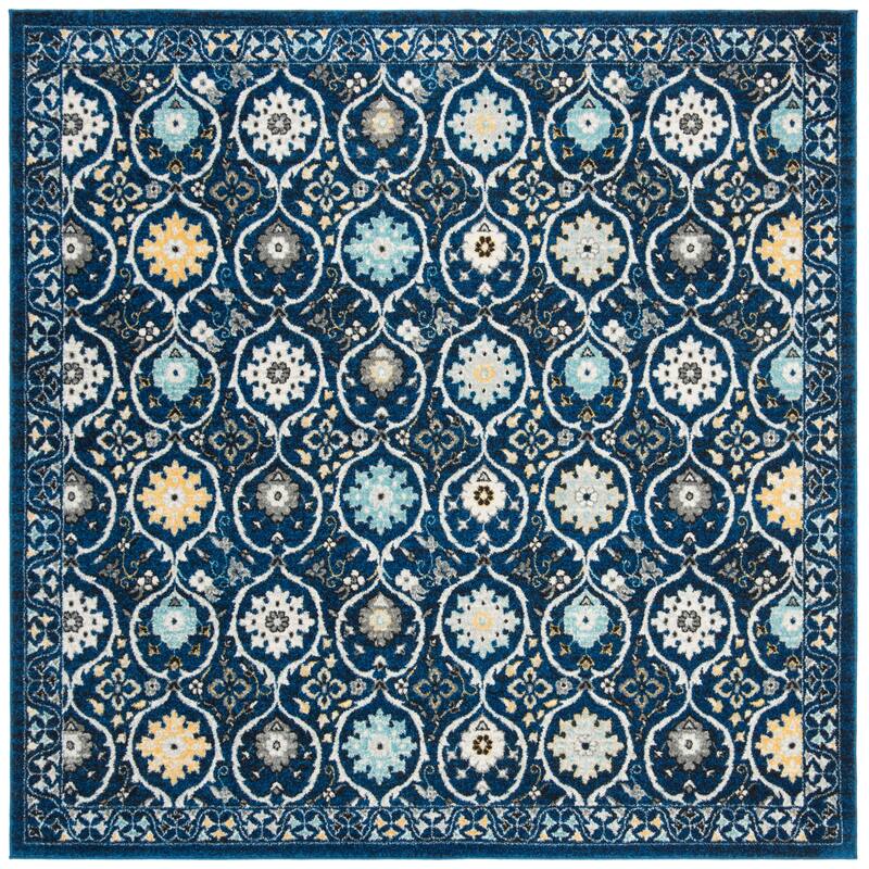 SAFAVIEH Evoke Malika Floral Damask Boho Rug - 6'7" Square - Royal/Ivory