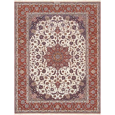 Pasargad Home Isfahan Colletion Hand-Knotted Silk & Wool Area Rug - 8' 6" X 11'11"