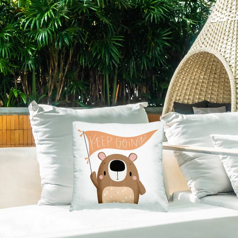 Stupell Motivational Bear Keep Going Printed Outdoor Throw Pillow Design by Sarah Hickman