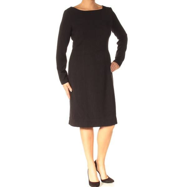 Shop Womens Black Long Sleeve Knee Length Fit Flare Casual Dress