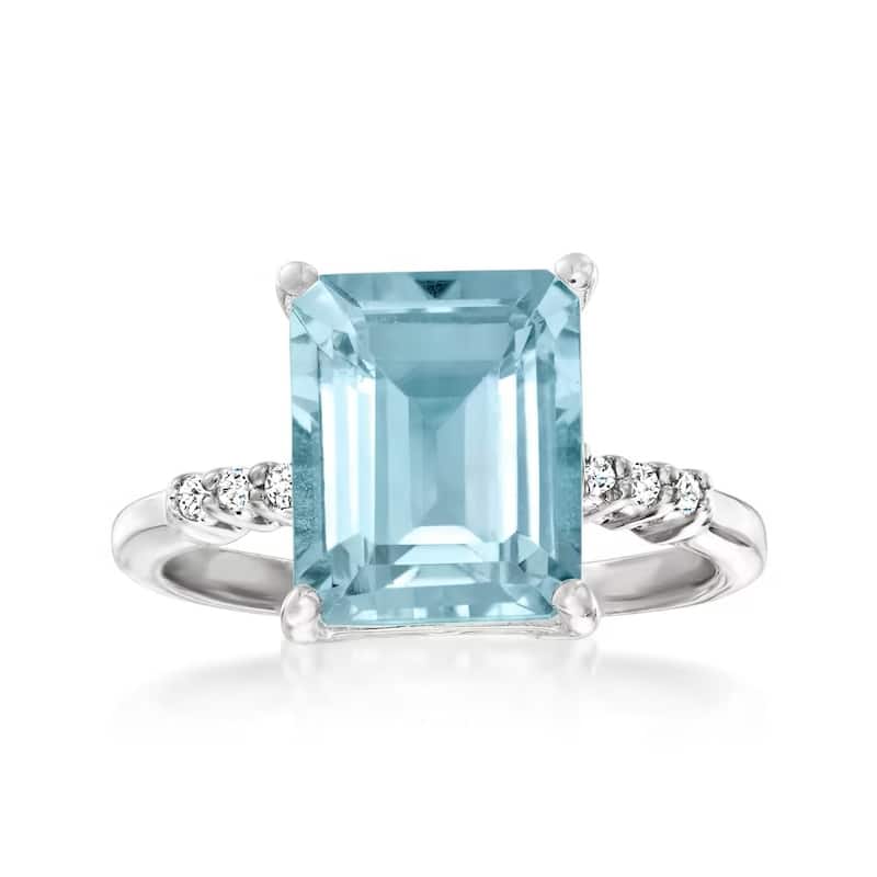 Sterling Silver Sky Blue Topaz And White Topaz Gemstone Ring