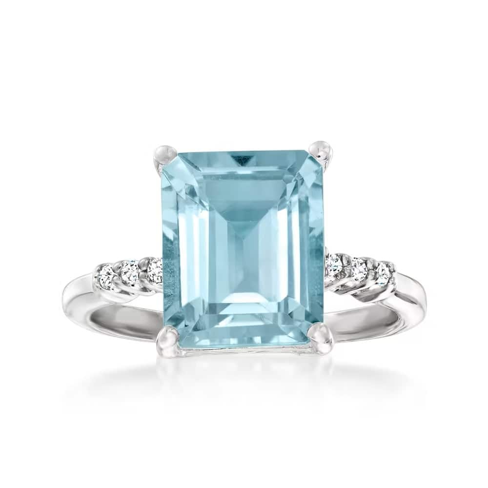 Sterling Silver Sky Blue Topaz And White Topaz Gemstone Ring