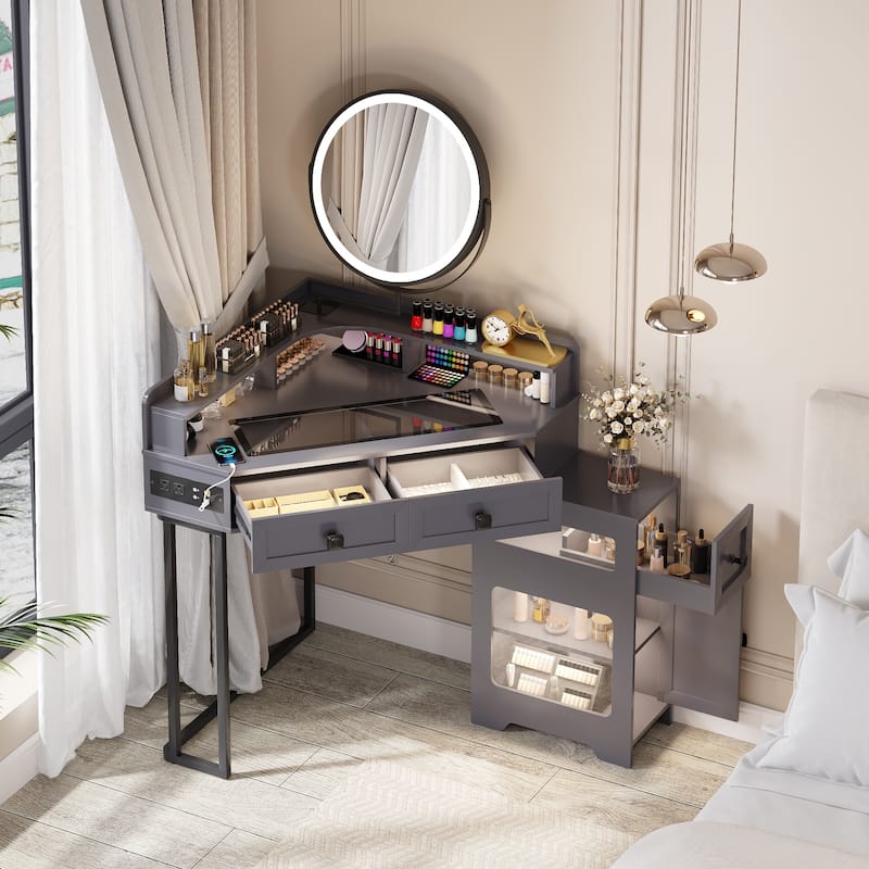 Corner Makeup Vanity With Mirror