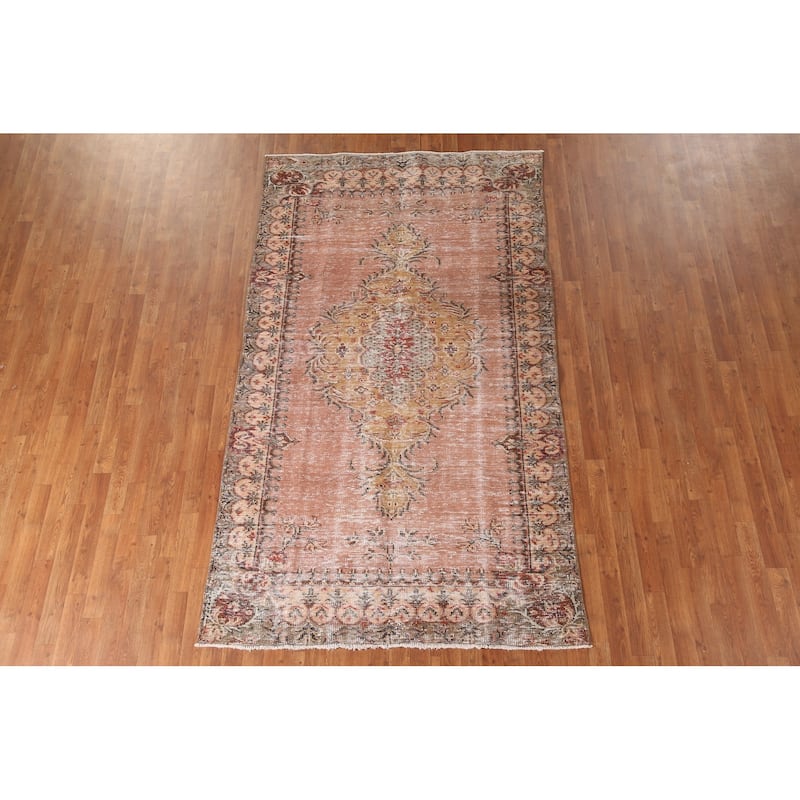 Distressed Sparta Turkish Vintage Rug Hand-Knotted Wool Carpet - 5'0"x 8'11"
