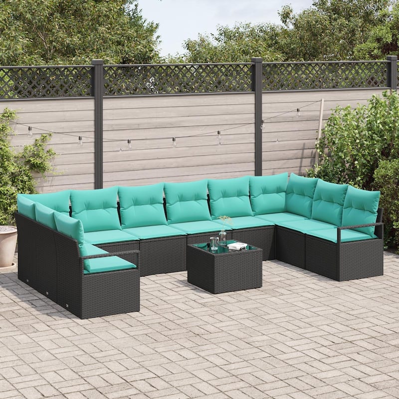vidaXL 11 Piece Garden Sofa Set with Cushions - 135.4×69.7×27.2