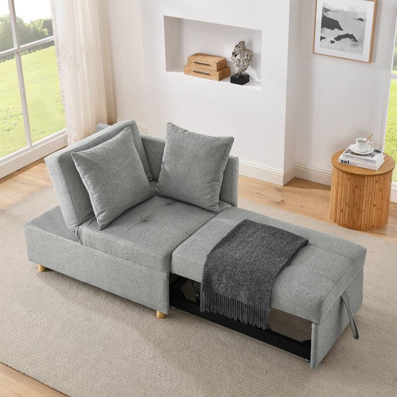 Roomfitters Convertible Sleeper Sofa Chair with Adjustable Backrest, Pullout Bed and Wheels, Linen Fabric