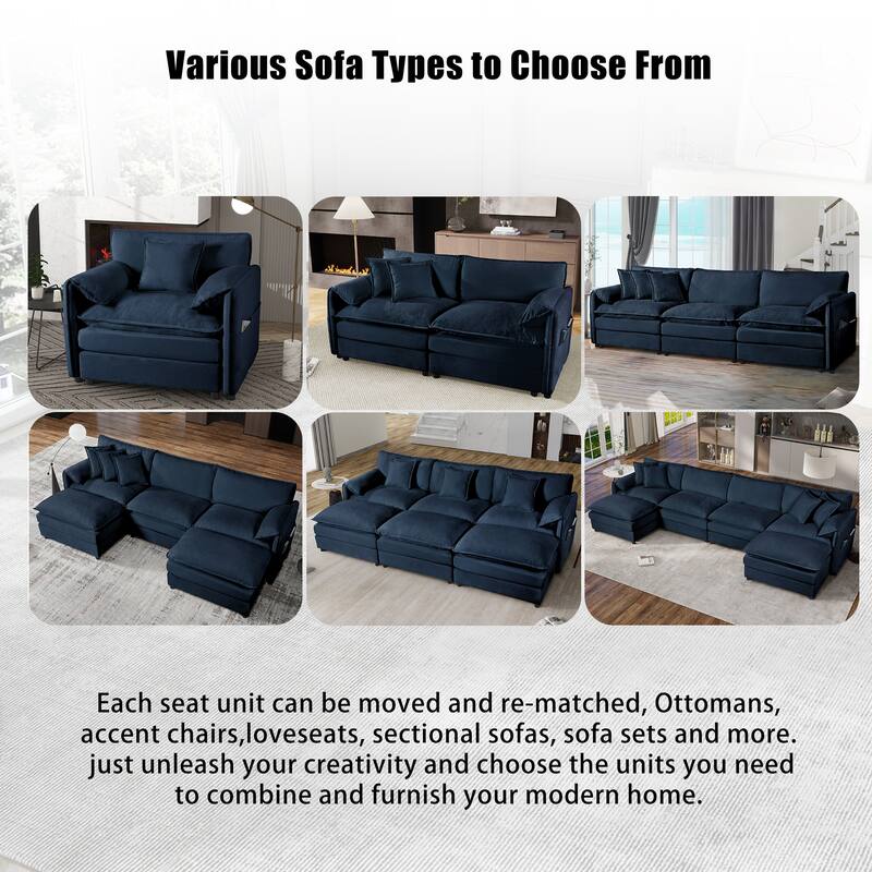 GDFStudio - Chenille 75.59" Loveseat Sofa with 4 Pillows (Set of 2)