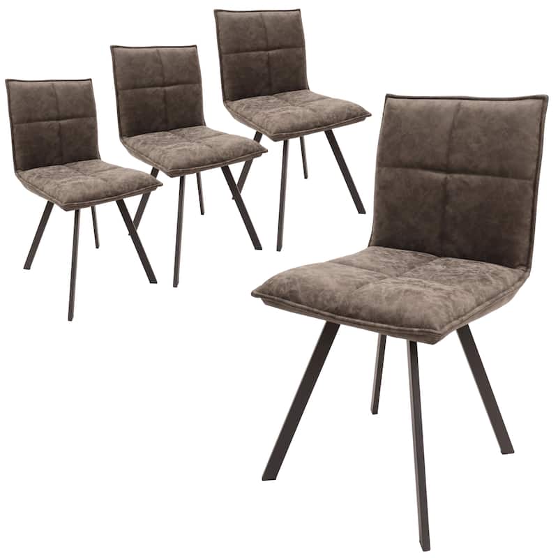 Wesley Modern Leather Dining Chair With Metal Legs Set of 4 by LeisureMod - Grey