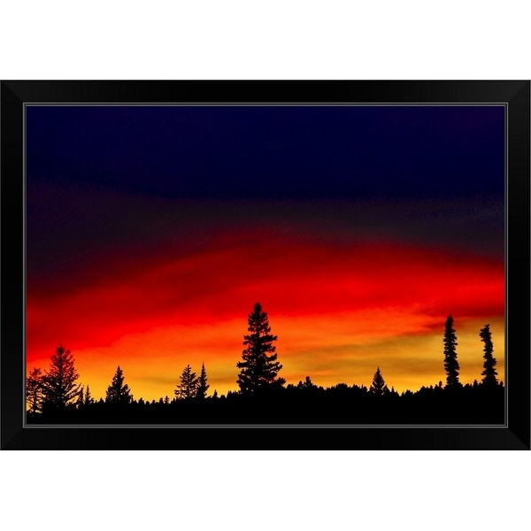 "Yellowstone Lake to take pictures of almost full moon rising over lake." Black Framed Print