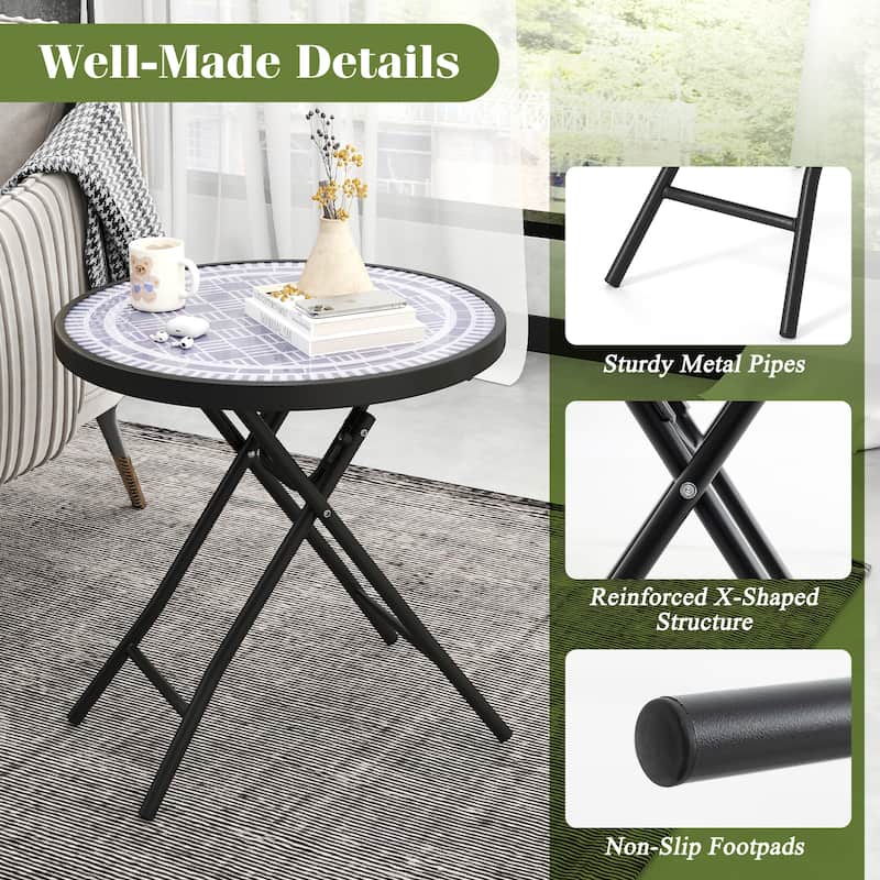 Costway 18" Folding Side Table Round Compact Coffee Table with - See Details