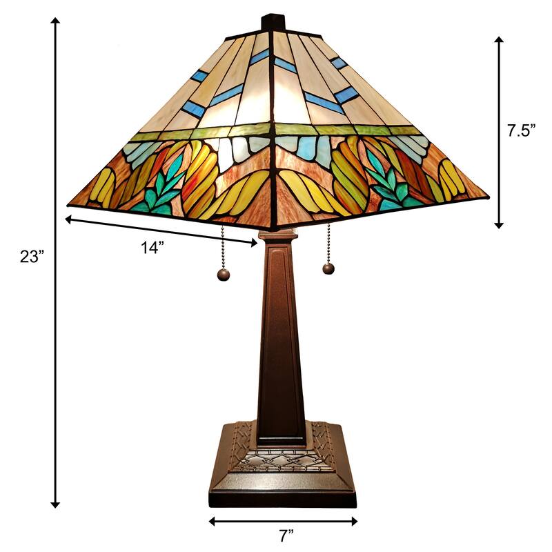 Tiffany Style Multi Color Mission Table Lamp 22" Tall Amora Lighting