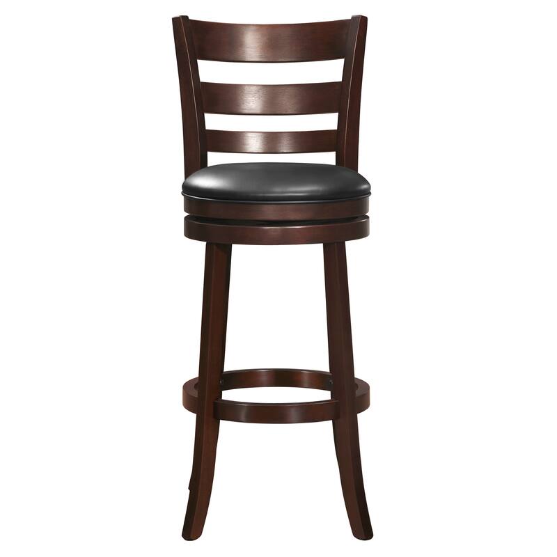 360-Degree Swivel Bar Chair - Dark Cherry Finish Solid Wood with Footrest