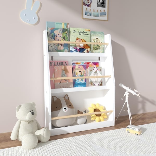 slide 2 of 27, 3 Tier Kids Book Shelf, Kids Book Rack, Helps Keep Bedrooms, Playrooms and Classrooms Organized White