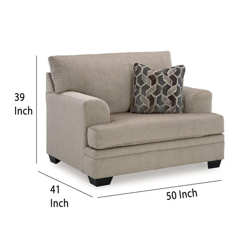 Ead Oversized Accent Chair, 1 Accent Pillow, Taupe Brown Polyester