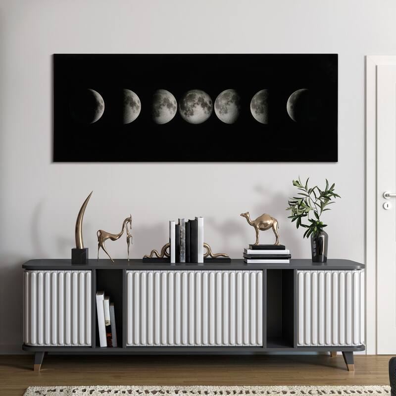 "Moon" Frameless Free Floating Tempered Glass Panel Graphic Wall Art