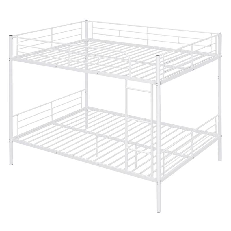 Full Over Full Metal Bunk Bed with Chrome Finish - Sturdy Iron Frame, Space-Saving Design for Kids & Teens